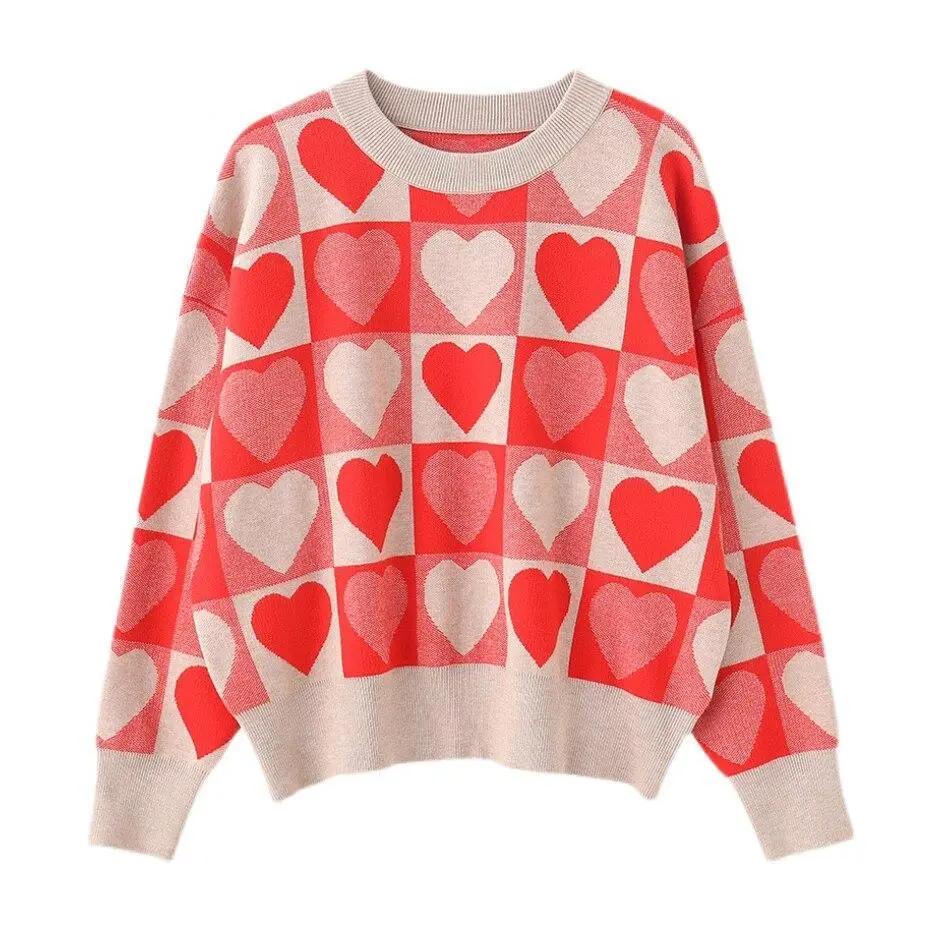 Print Knitted Womens Oversized Sweaters Autumn Winter Harajuku Fashion Jumper C-205