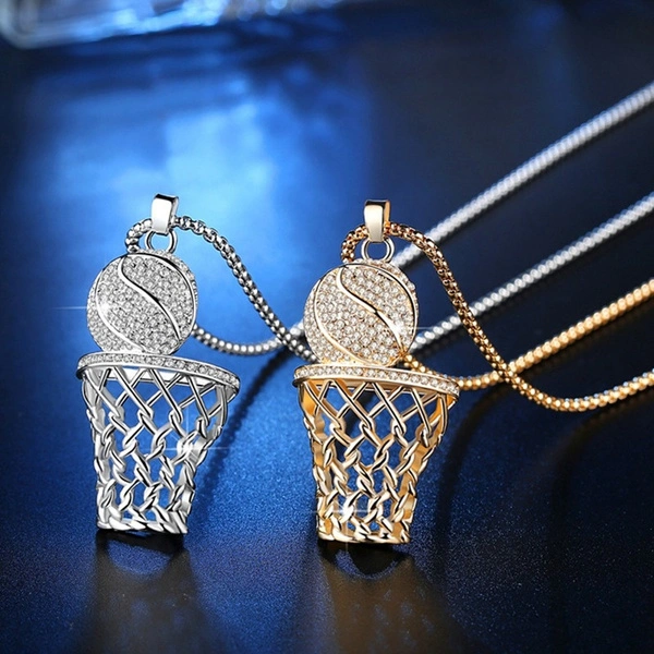 Men's Basketball Box Rhinestone Necklace Hip Hop Hiphop Sports Fashion Pendant