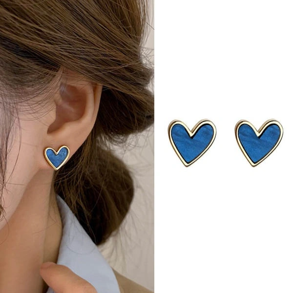 Delysia King blue love earrings 2021 new temperament earrings round face slim fashion earring