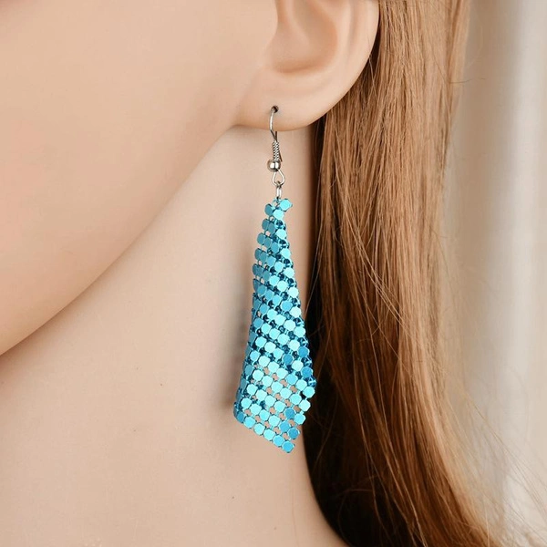 Cross-border new sequin exaggerated earrings European and American multi-color mesh sequin earrings, fashion personalized jewelry for women