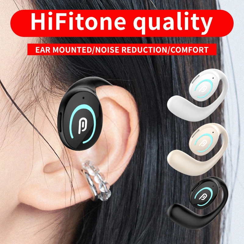 Painless to Wear Single Left Ear Earhook Wireless Headphone,Bluetooth 5.3 Earphone with Mic,Noise Canceling HIFI Handsfree Sports Headset Earbuds