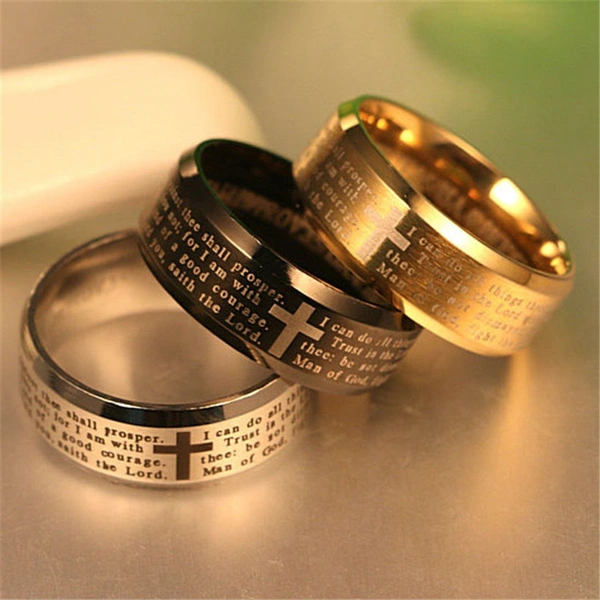 3 Colors Titanium Steel Ring Cross Bible I Can Do All Things Christian Church Rings