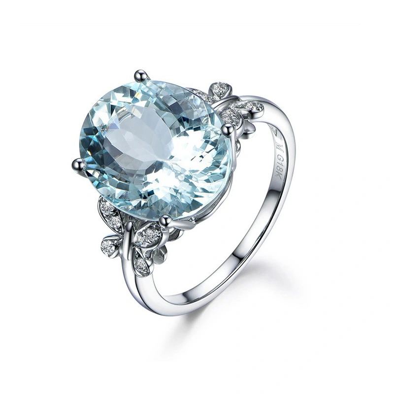 European and American fashionable natural blue topaz simple and atmospheric butterfly ring