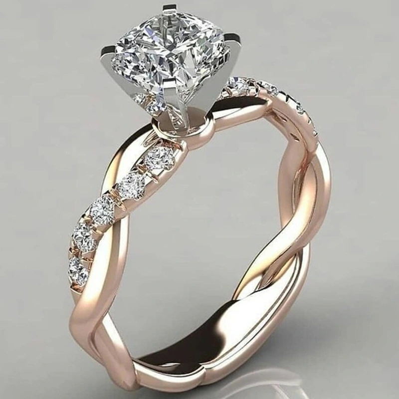 New diamond ring plated 18K rose gold silver diamond ring engagement ring