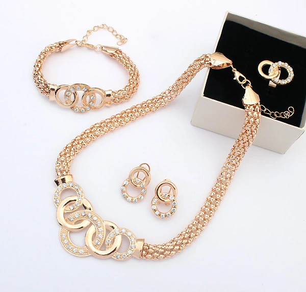 Diamond-encrusted Section Chain Jewelry Set Four-piece Set