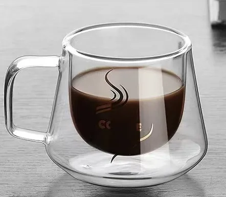 Coffee Cup Double-layer Insulated Milk Tea Diamond Cup Transparent With Handle