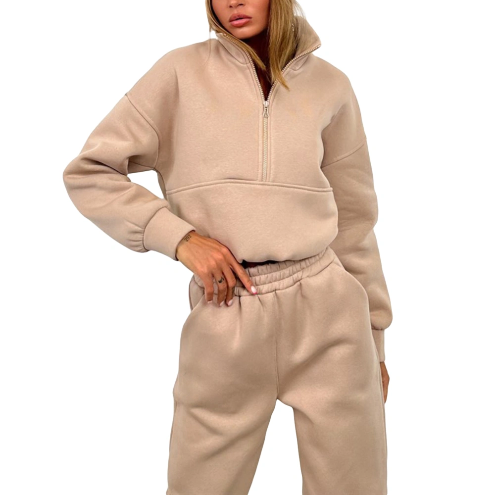 Women's Sportswear Outfits, Half Zipper Long Sleeve Sweatshirt + Pants