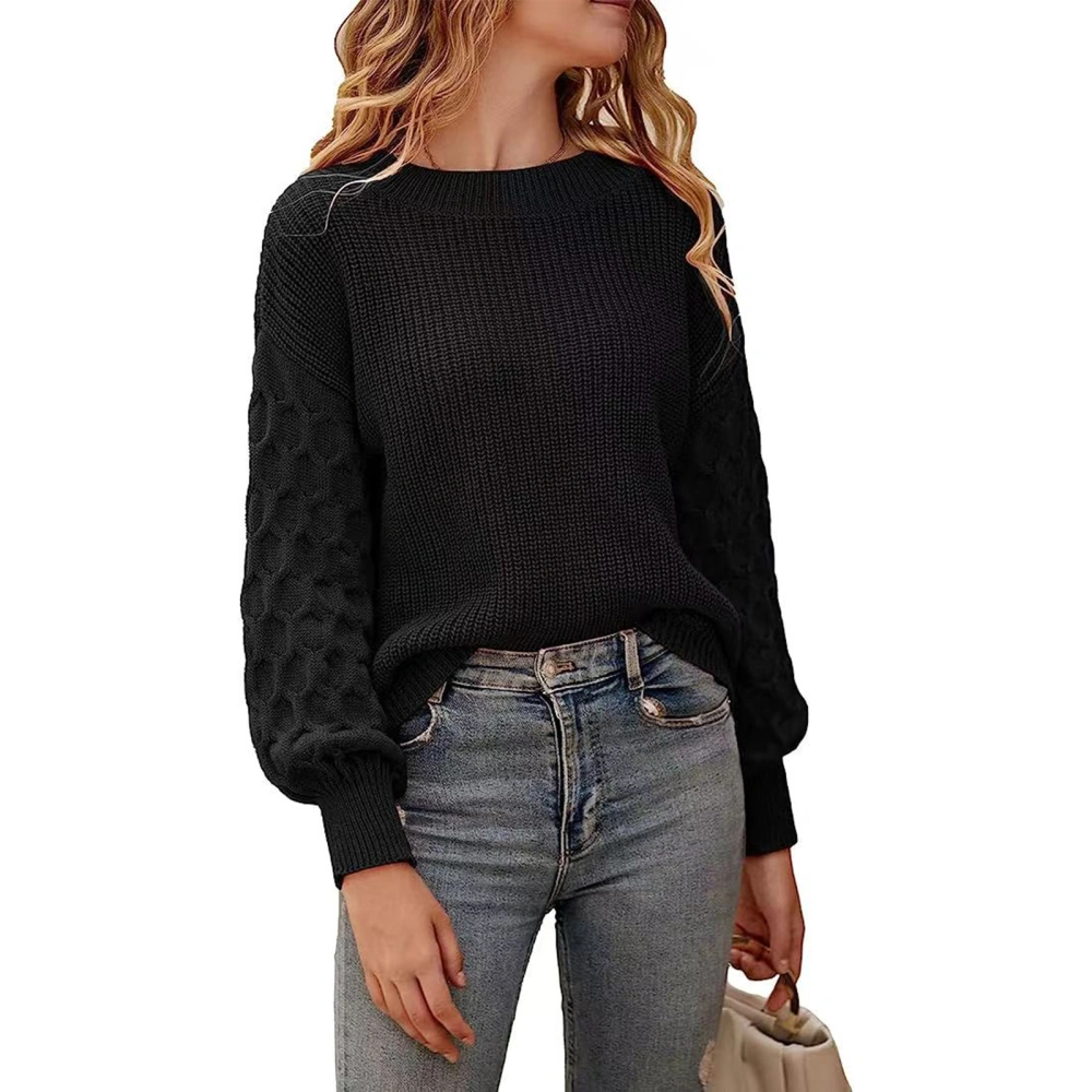 Women Cute Sweaters Solid Color Lantern Long Sleeve Pullover Tops