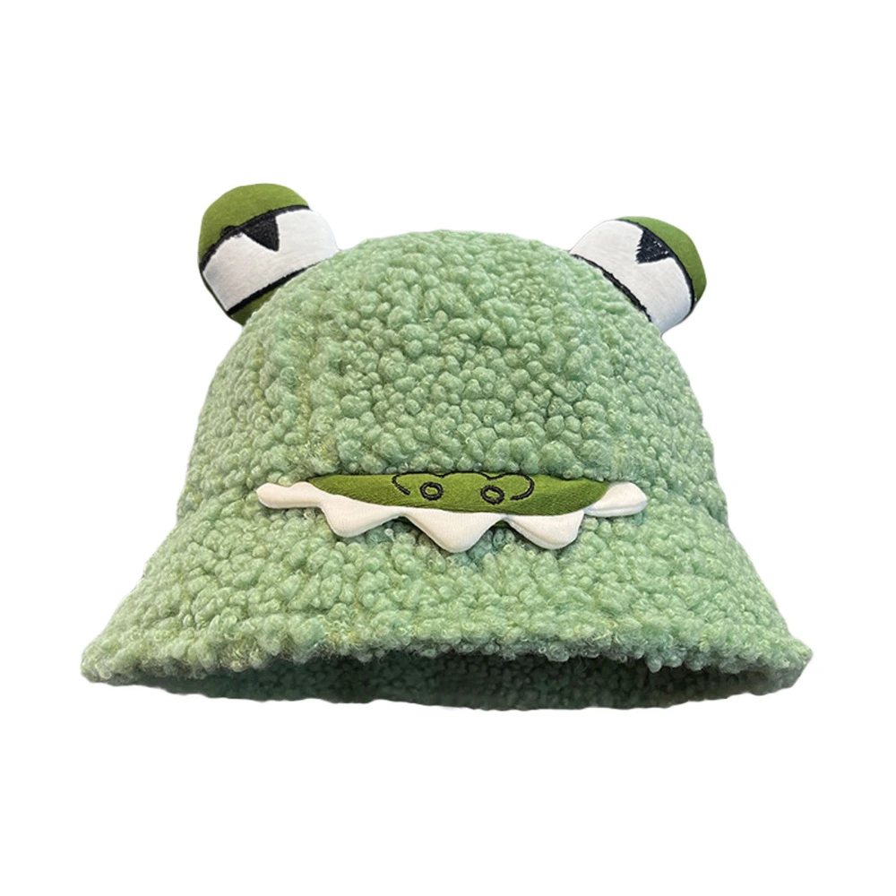 Women Cartoon Frog Bucket Hat Funny Eyes Winter Fisherman Hat