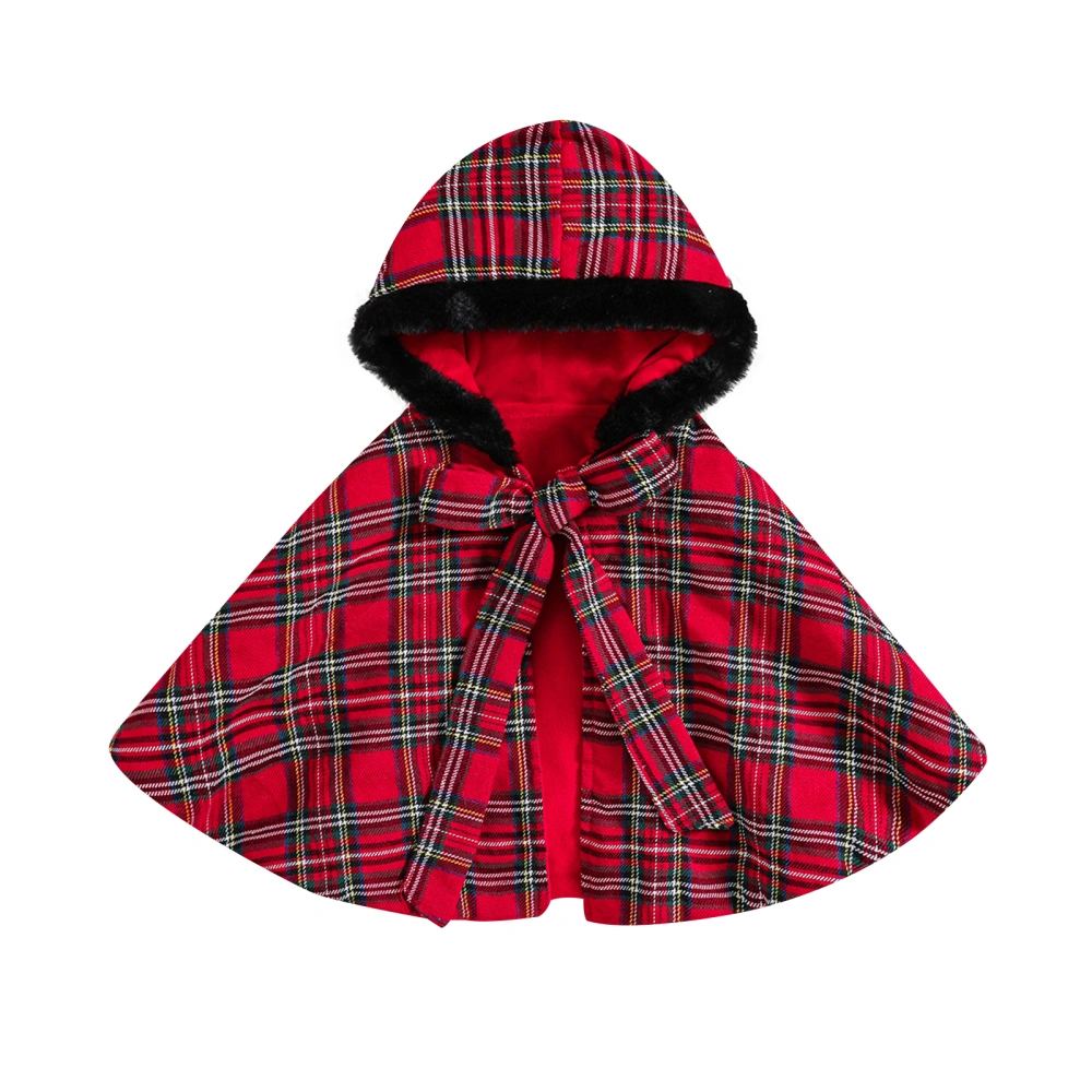 Toddler Christmas Cape Baby Girl Plaid Hooded Poncho Cloak Costume