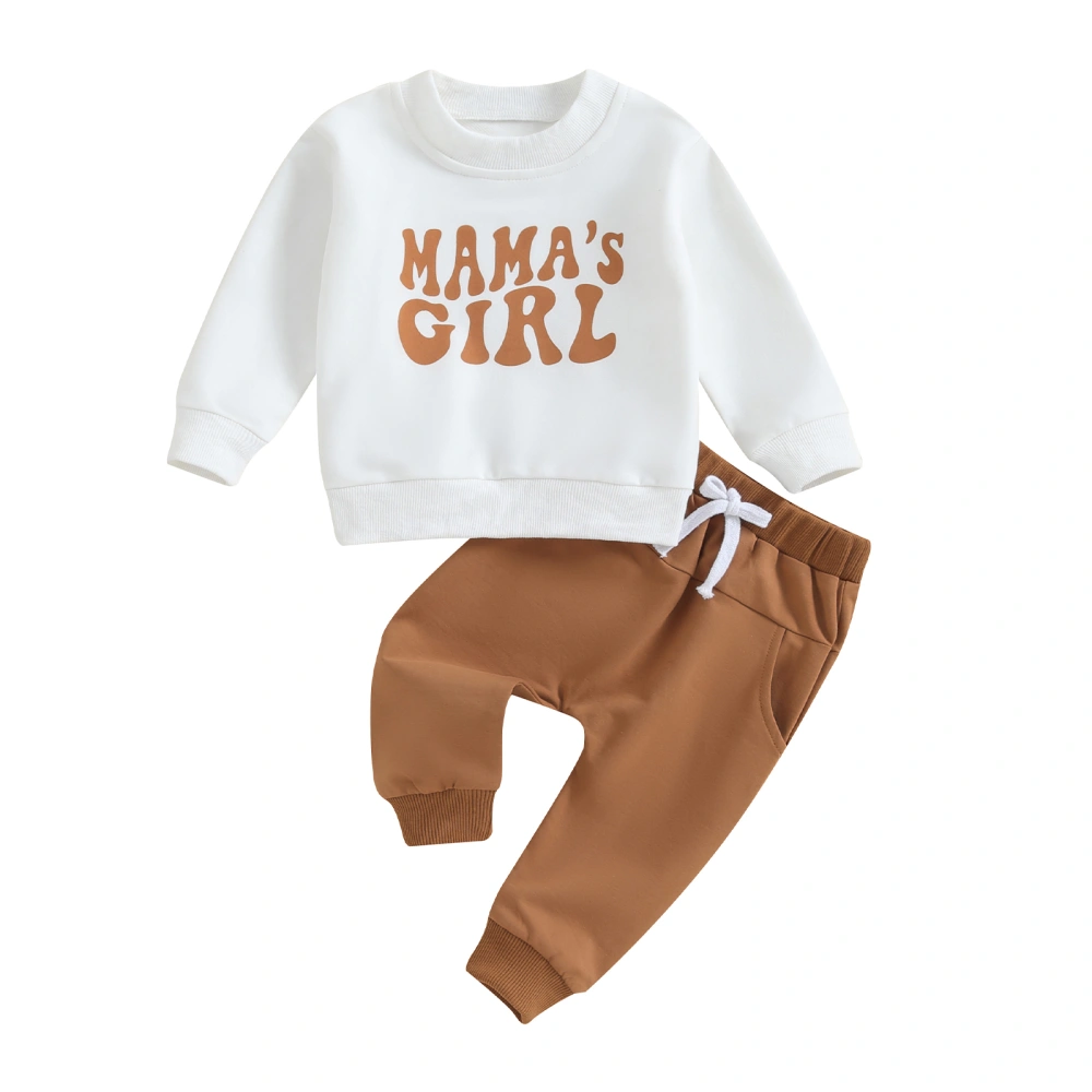 Baby Girls 2-piece Outfit, Long Sleeve Letters Sweatshirt Sweatpants