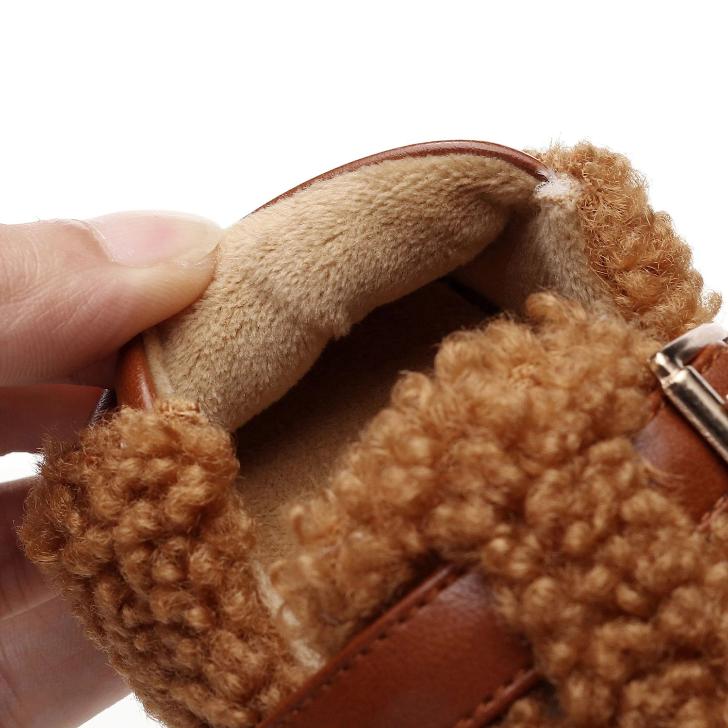 Baby Girls Cute Moccasinss Belt Buckle Soft Sole Fleece Flats Shoes