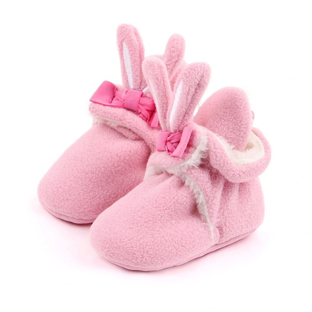 Baby Girls Cute Thickened Boots Cartoon Rabbit Winter Flat Shoes