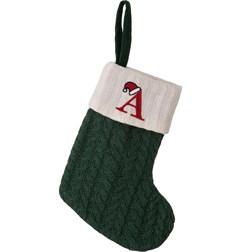 Christmas Knit Hanging Stockings Letter Embroidery Gift Bag Decoration