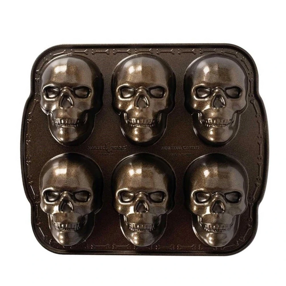 Halloween Skull Cake Pan 6 Cavities 3D Skull Mold Cakelet Pan