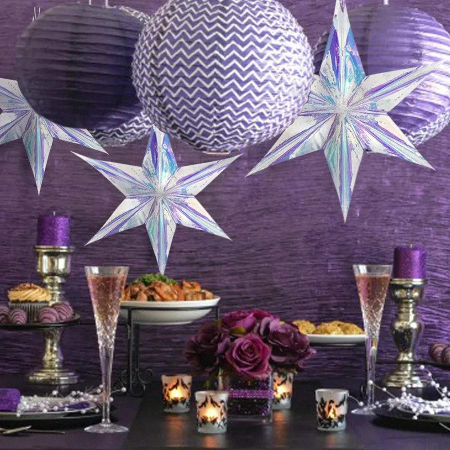 Christmas Star Hanging Decorations, Rainbow Shine Party Ornaments