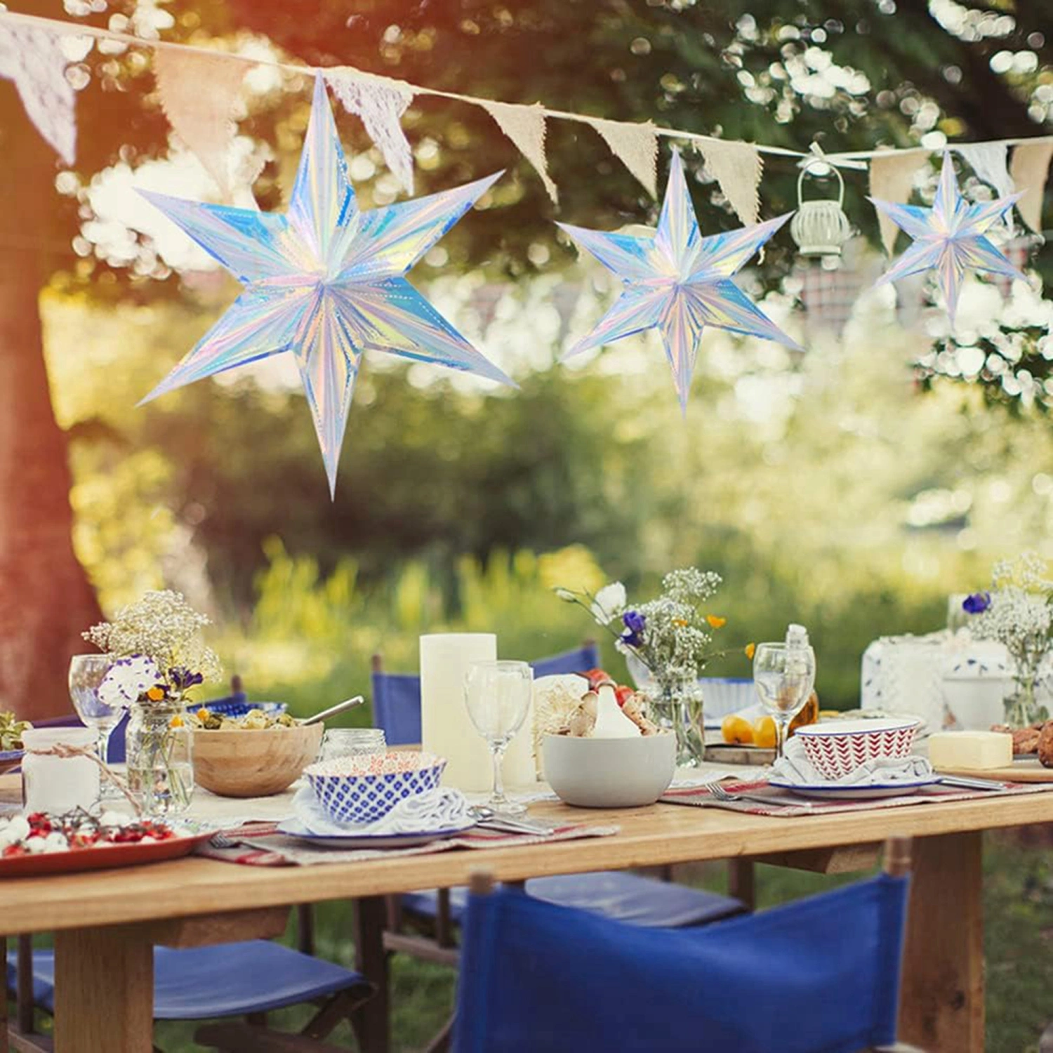 Christmas Star Hanging Decorations, Rainbow Shine Party Ornaments
