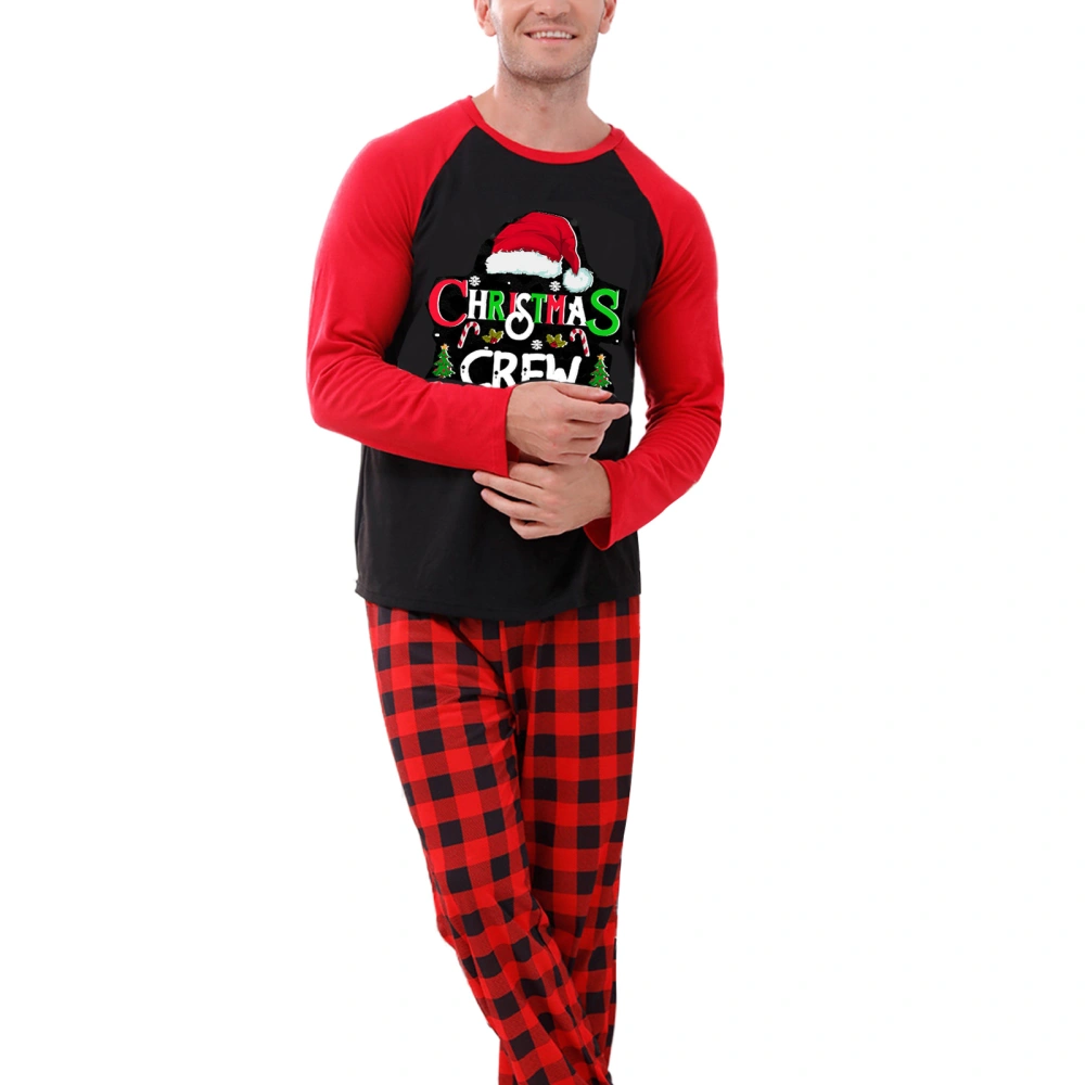 Family Matching Christmas Pajamas Set Letter&Hat Print Holiday Pajamas