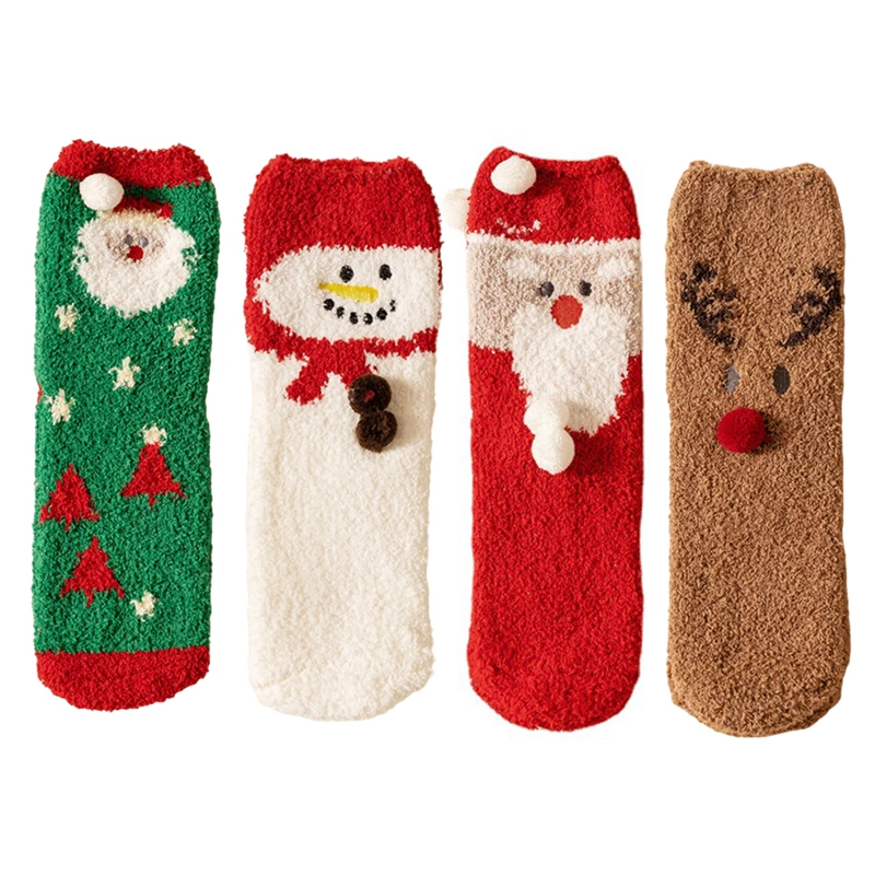 Women's Christmas Plush Socks, Coral Fleece Winter Home Socks