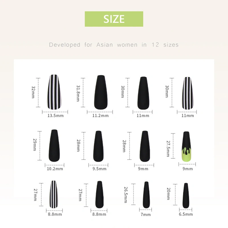 Women Halloween Fake Nails Press on Nails Skull Pattern False Nails