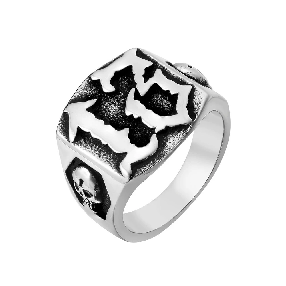 Religious 316L Stainless Steel Evil 13 Skull Biker Ring for Gothic Mens Templar Jewelry Gifts