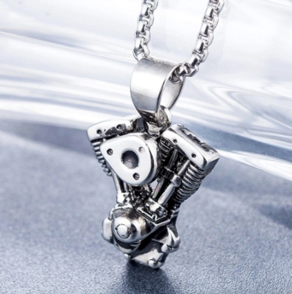 New Fashion Personalized Engine Motorcycle Chain Biker Punk Gothic Necklace for Men Vintage Stainless Steel Chain Jewelry