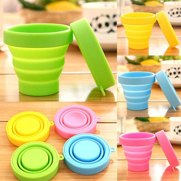 NEW Portable Silicone Retractable Folding Cup with Lid Outdoor Telescopic Collapsible Drinking Cup Travel Camping Water Cup