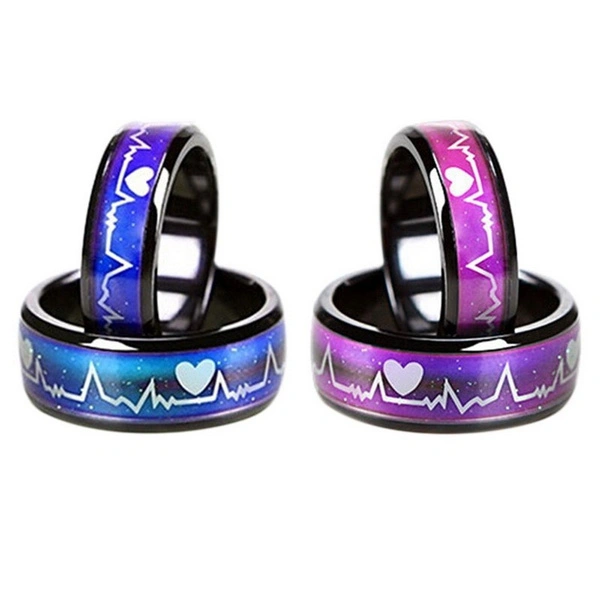 Fahsion Titanium Steel Color Changing Mood Lovers Ring For Lovers Romantic