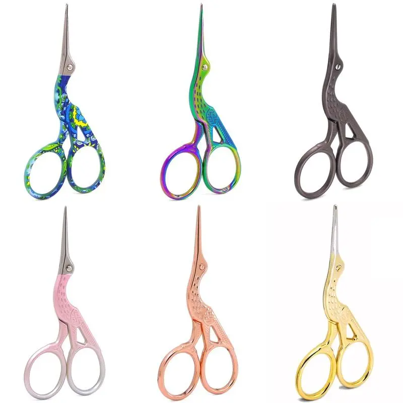 Embroidery Scissors Stork Shape Tip Sewing Scissors Stainless Steel Sewing Scissors for DIY Art Work