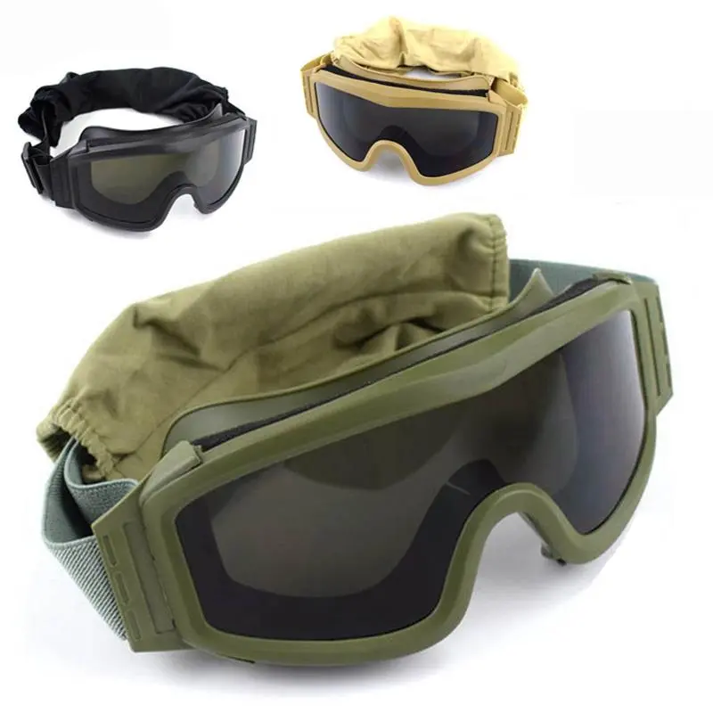 Tactical Goggles Military Shooting Sunglasses 3 Lens Army Airsoft Paintball Motorcycle Windproof Wargame Glasses