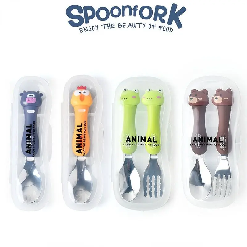 Tableware Cartoon Kids Spoon and Fork Set Dessert Spoon for Children Fork Baby Gadgets Feed Kid Children's Cutlery for Kids