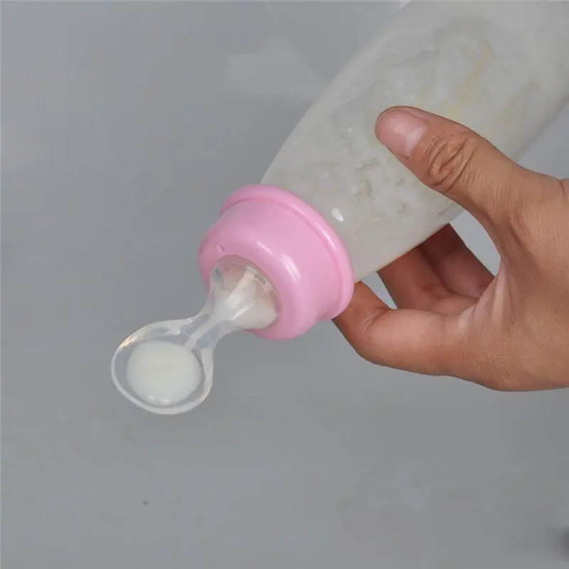 Baby Feeding Bottle Silicone Extrusion Infant Kids Spoon Rice Paste Feeding Bottles