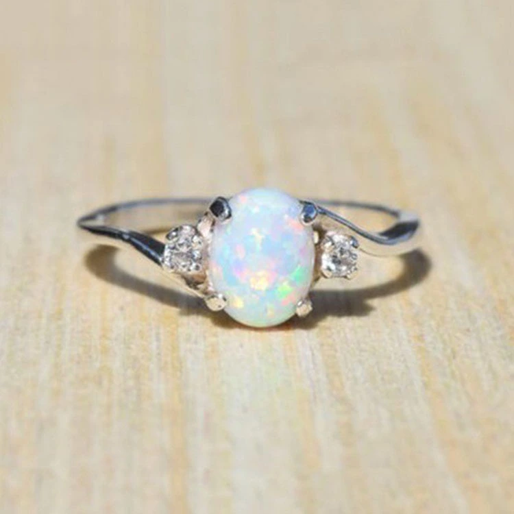 Exquisite Women's 925 Sterling Silver Ring Oval Cut Fire Opal Diamond Jewelry Birthday Proposal Gift Bridal Engagement Party Band Rings Size 5 - 11