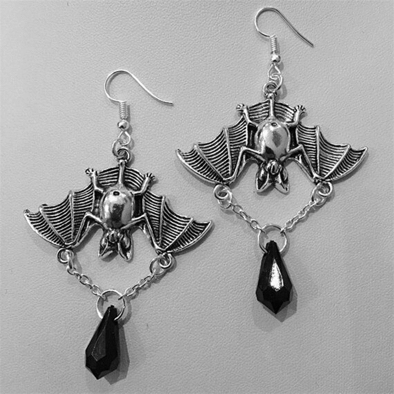 Hanging bats, gothic, halloween earrings