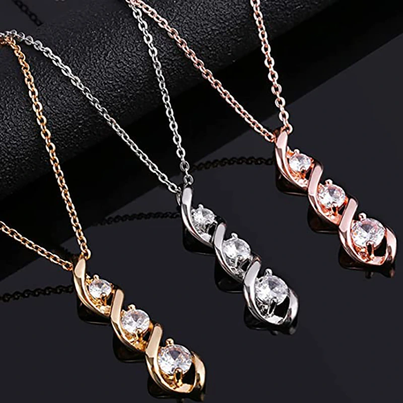 New Fashion 925 Sterling Silver Geometric Infinity Diamond Pendant Necklace for Women Bridal Wedding Necklace Jewelry