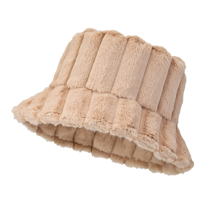 New winter imitation rabbit fur fisherman hat thickened plush warm striped hat