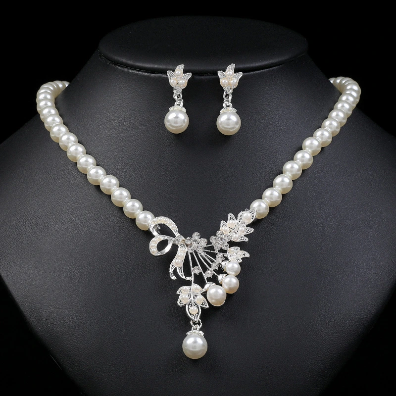 Fashion Wedding Bridal Jewelry Set Pearl Party Prom Gift Crystal Necklace Earrings for Women Jewellery Sets