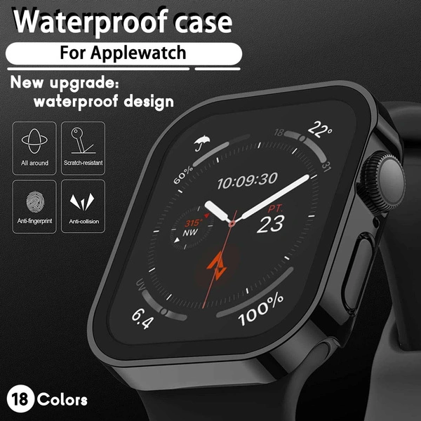 Waterproof Case for Apple Watch 7 8 9 45mm 41mm 44mm 40mm Screen Protector Cover Straight Edge Bumper iWatch 5 SE 6 Accessories