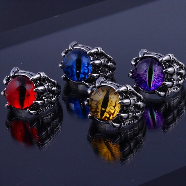 1Pcs Men Retro Demon Eye Ring Alloy Adjustable Opening Ring Gothic Skull Pupil Ring Punk Ring Jewelry