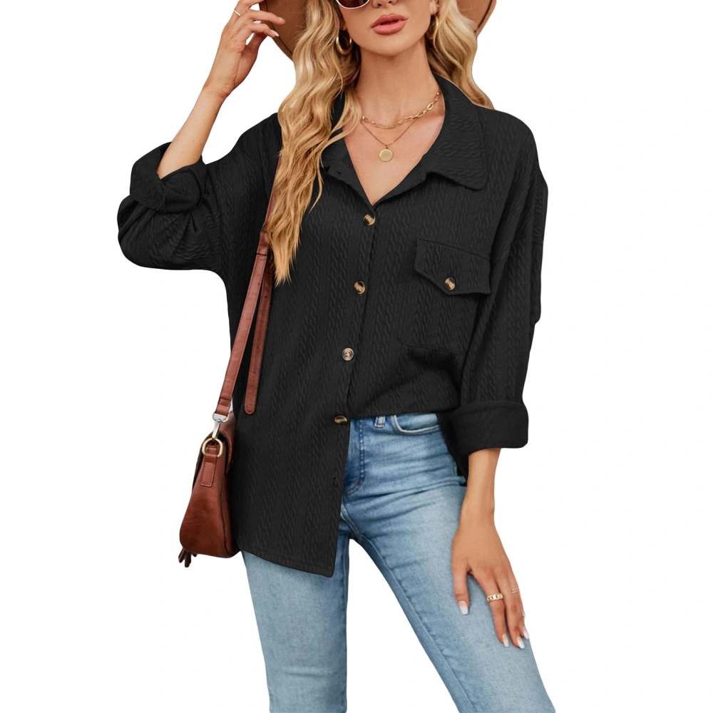 Women's Knitted Jackets Casual Long Sleeve Button Down Shirt Jackets