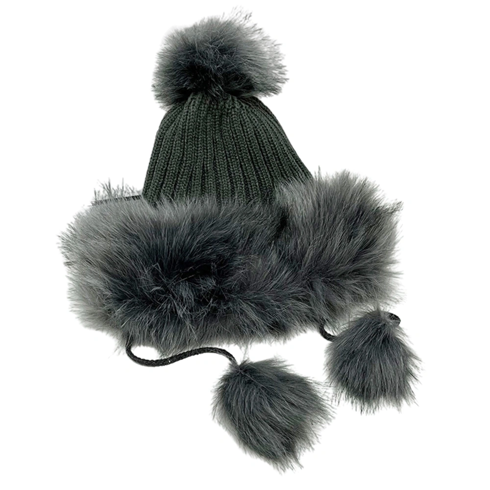 Women Faux Fur Hat Winter Warm Beanie Hat with Pom Fuzzy Ushanka Hat