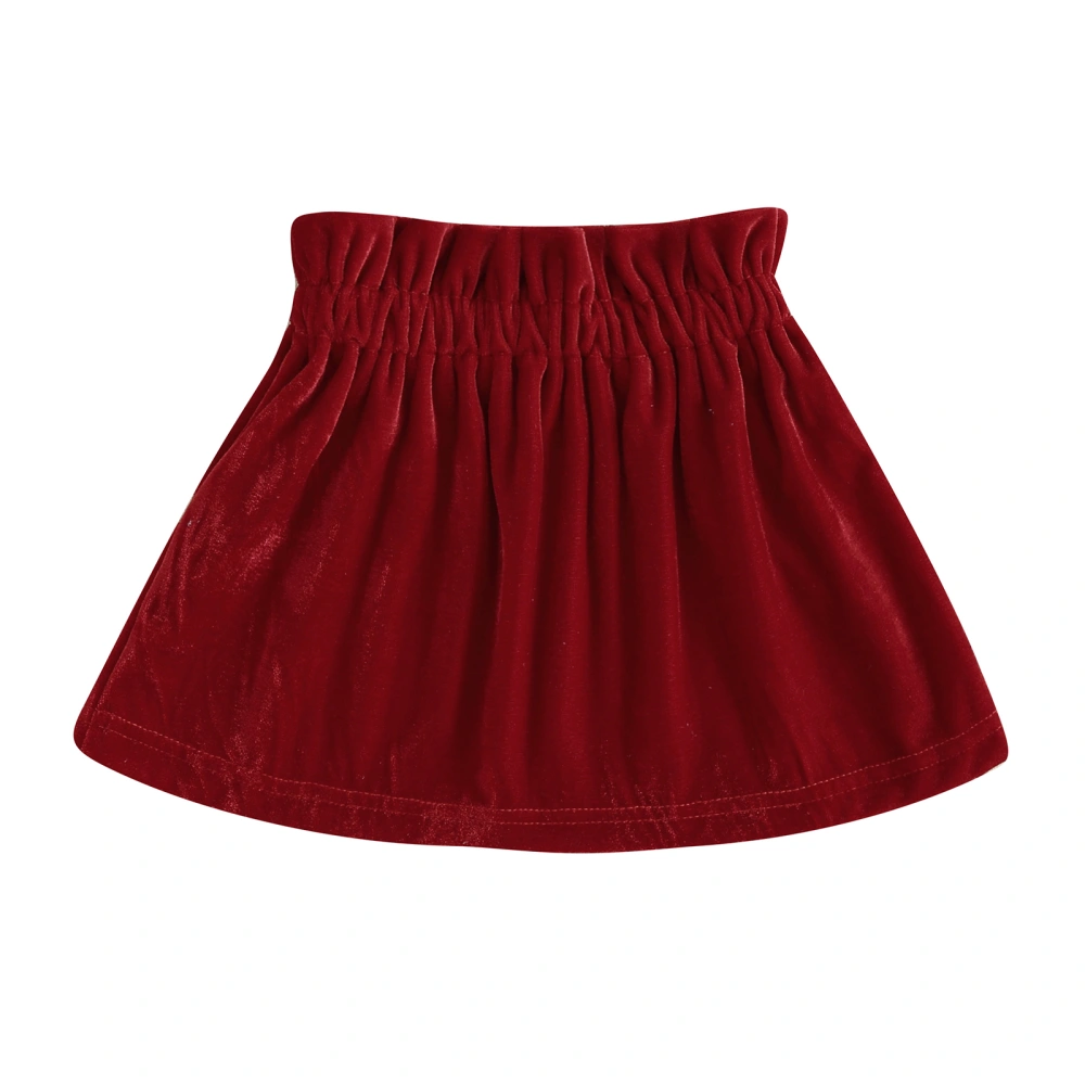 Baby Girls Princess Skirt Solid Color Velvet Elastic A-Line Skirt 