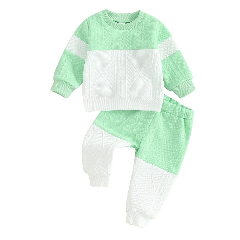 Baby Boys Pants Set, Contrast Color Long Sleeve Sweatshirt Sweatpants