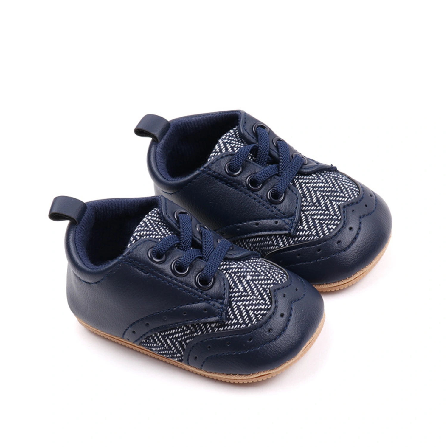 Toddler Boy PU Walking Shoes Patchwork Baby Flats Infant Crib Shoes