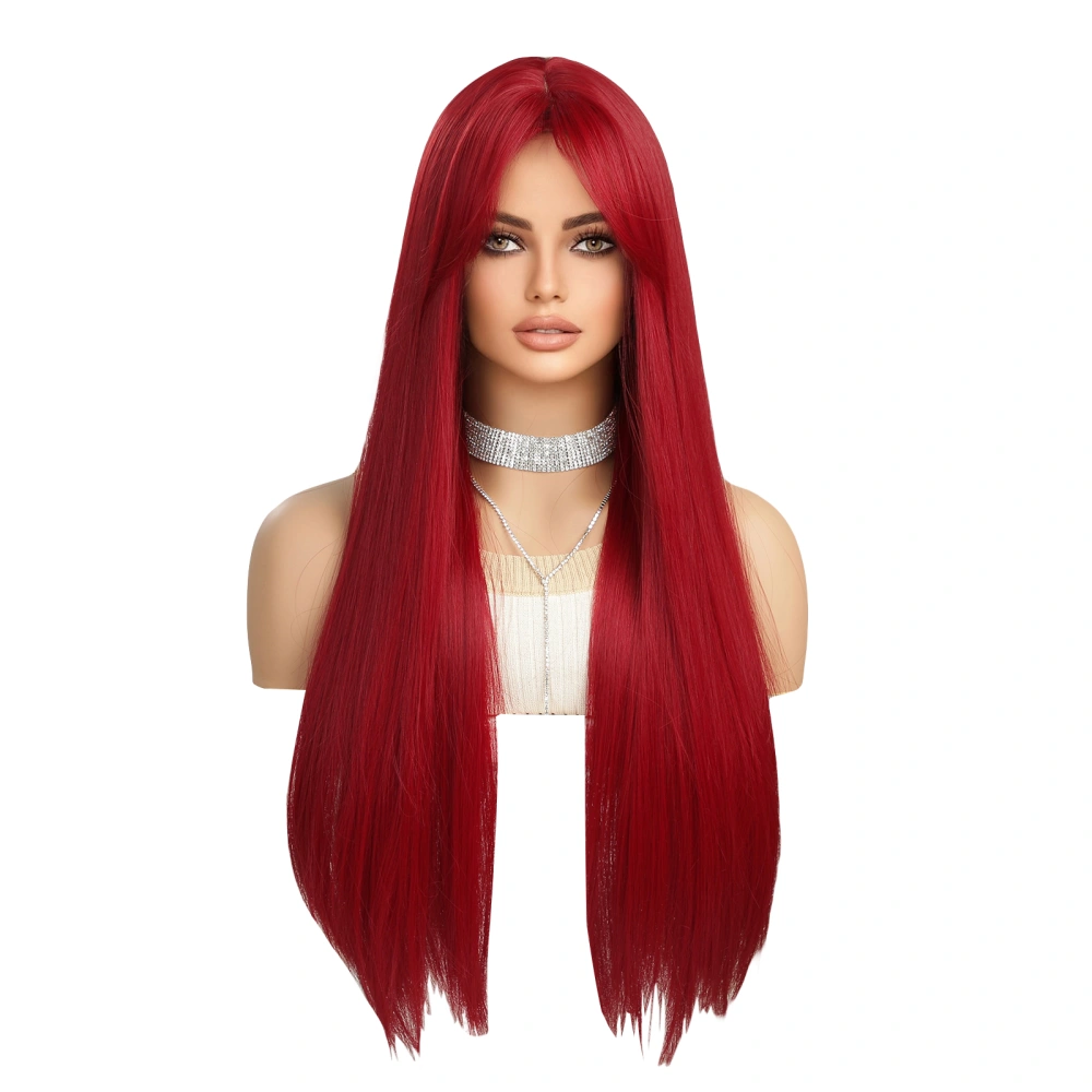 Red Wigs Long Straight Mermaid Red Hair Wig Bangs Straight Hair Wig