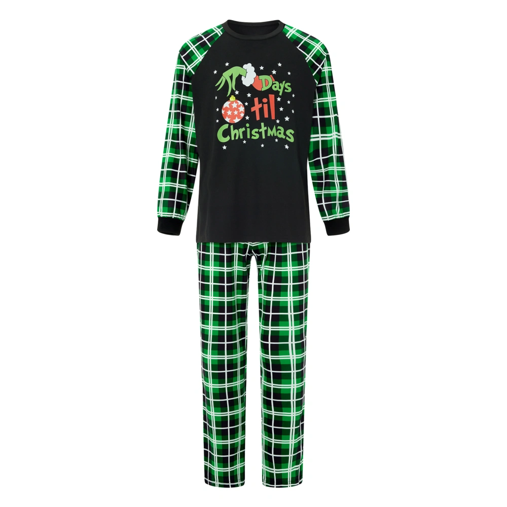 Christmas Family Pajamas Matching Set Letters T-shirt Plaid Pants