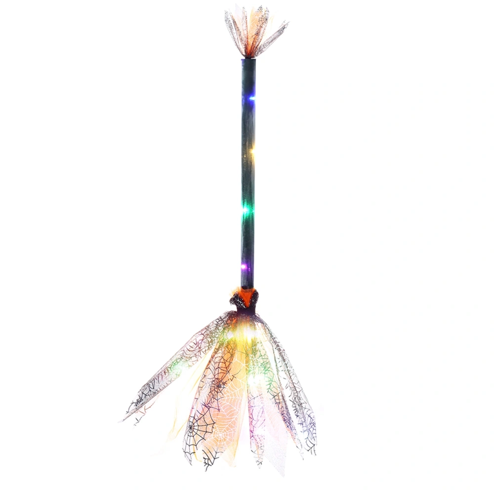 Lighted Witches Broom, Tulle Halloween Decoration Party Favor