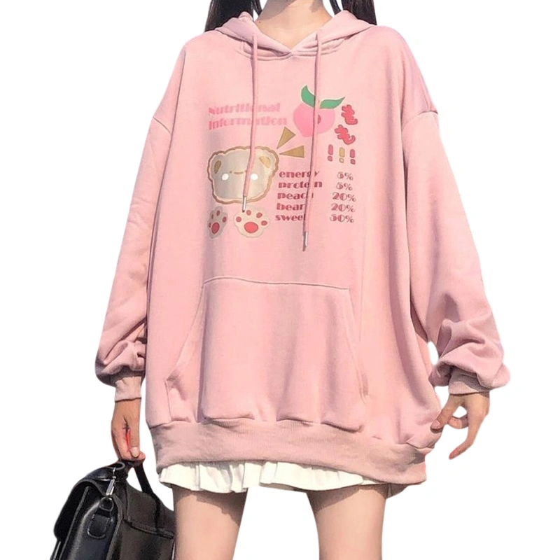 Women’s Oversized Hoodies Cute Bear Print Long Sleeve Sweatshirts Tops