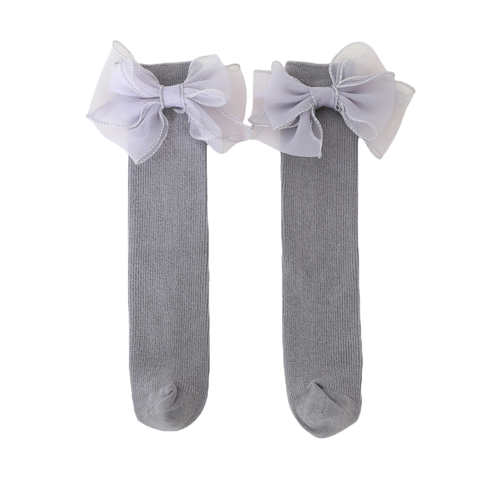 Girls Long Socks, Sweet Tulle Bowknot Soft Elastic Toddler Socks