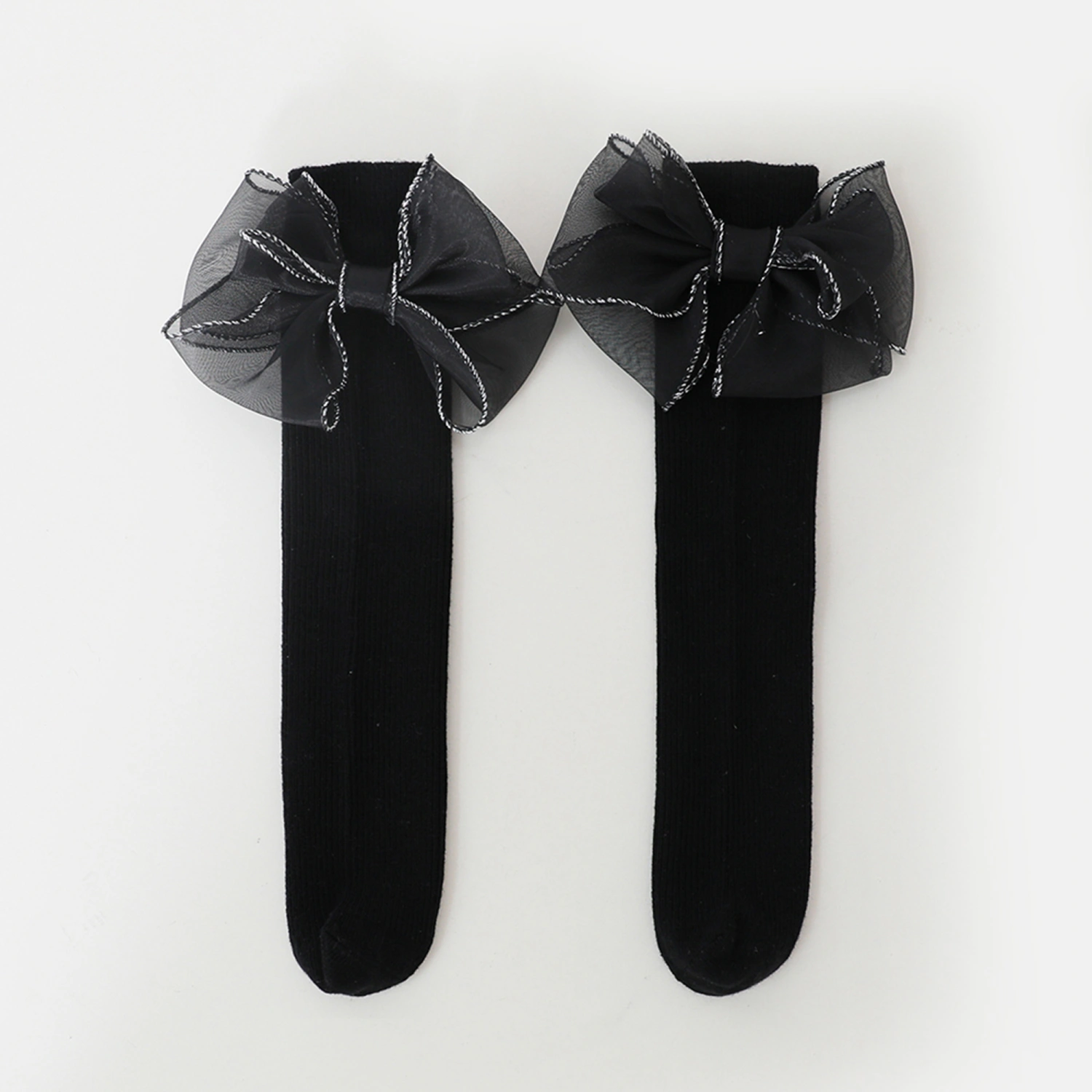 Girls Long Socks, Sweet Tulle Bowknot Soft Elastic Toddler Socks